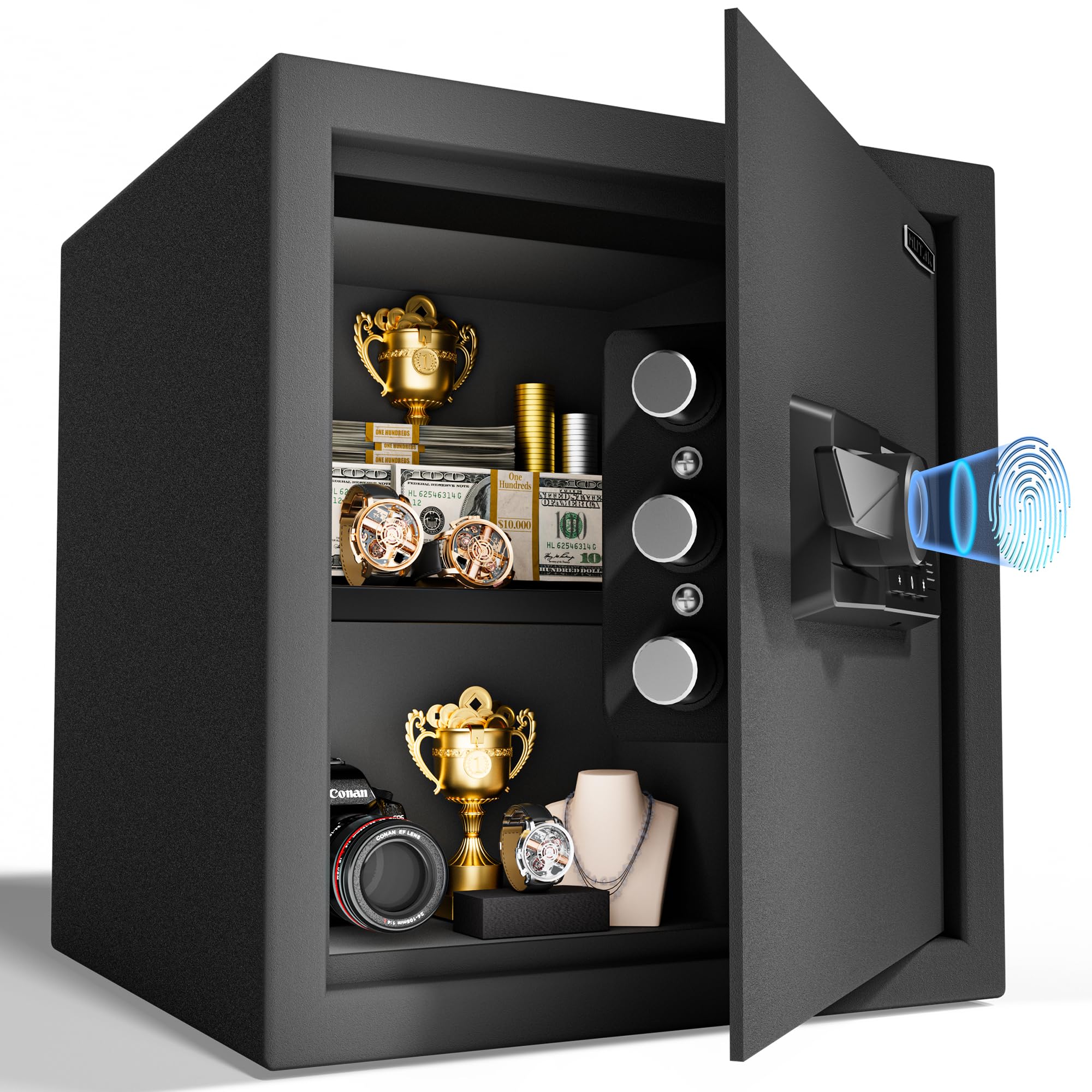 SAFE HOUSE 黒 レザー ケース Mutak 1.5 Cub Biometric Safe Box with Fireproof Bag, Quick-Access